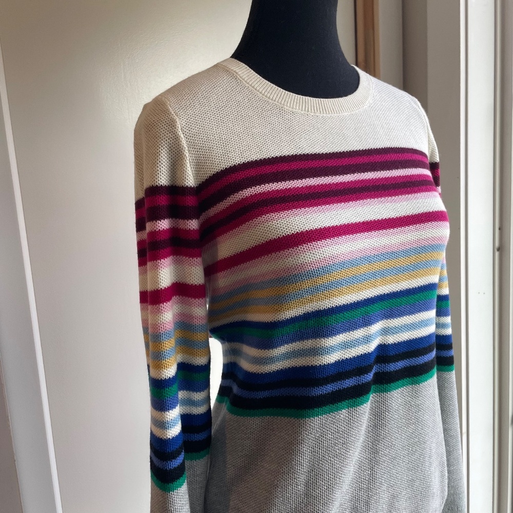 NWT. Talbots Tuck in Sweater Rose Blue Green. Stripe